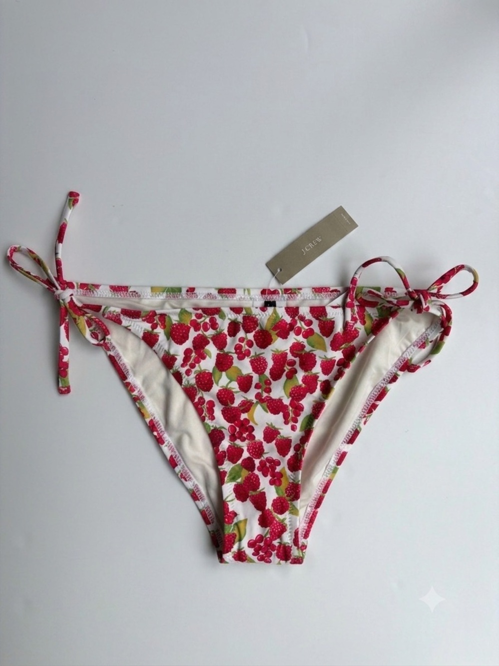 J.Crew String hipster bikini bottom in raspberry print Size M